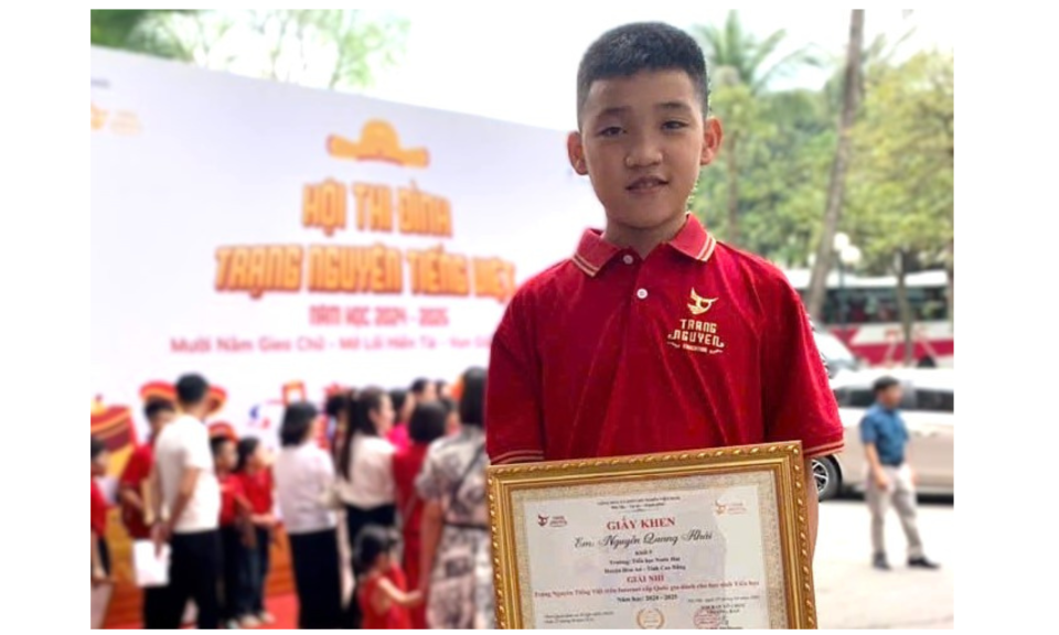 Nguyễn Quang Khải - Giải nhì “Trạng nguyên Tiếng Việt” cấp quốc gia