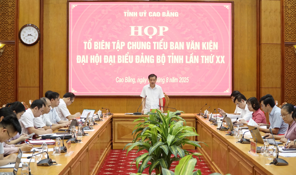 Chủ tịch HĐND tỉnh, Tổ trưởng Tổ biên tập chung Tiểu ban Văn kiện Đại hội đại biểu Đảng bộ tỉnh lần thứ XX, nhiệm kỳ 2025 – 2030 Bế Thanh Tịnh phát biểu kết luận hội nghị.